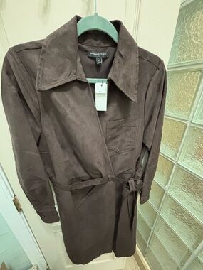 Banana Republic Dark Brown Faux Suede Wrap Dress NWT Size 12